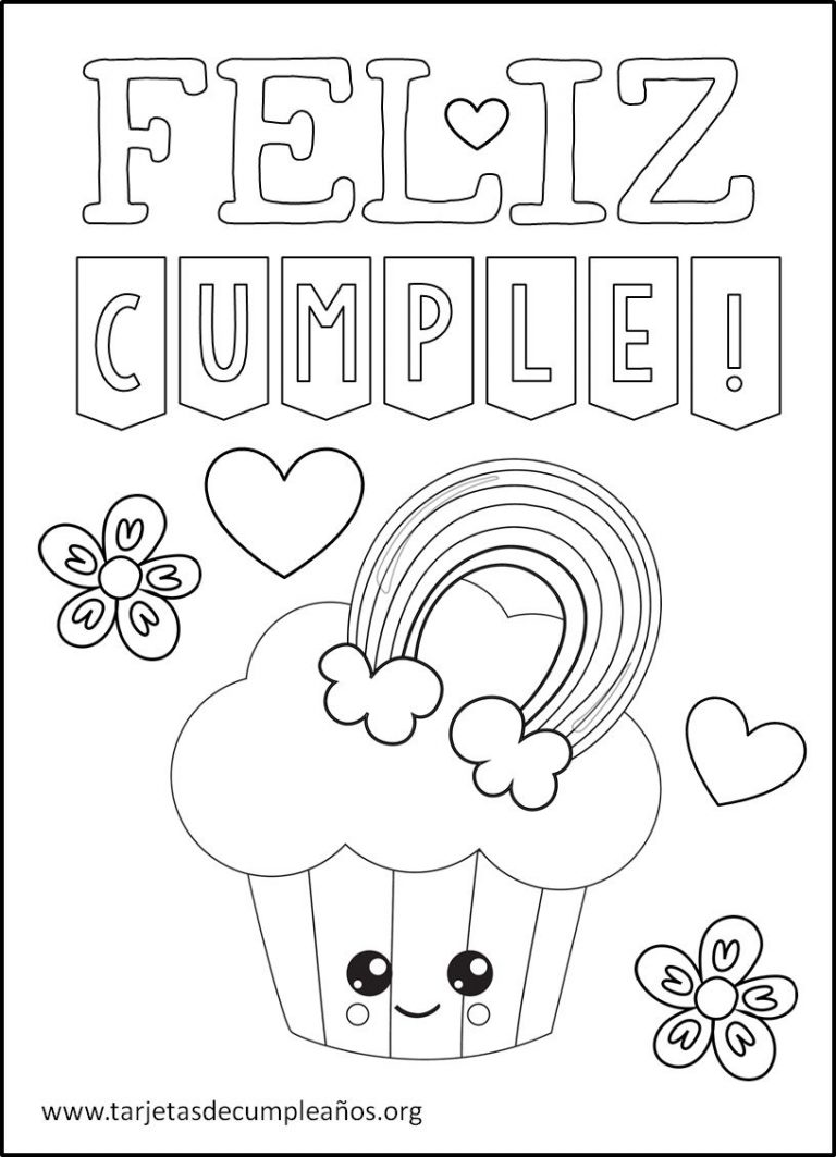 Tarjetas de Cumpleaños para Colorear y pintar Imágenes 🎂 🎉