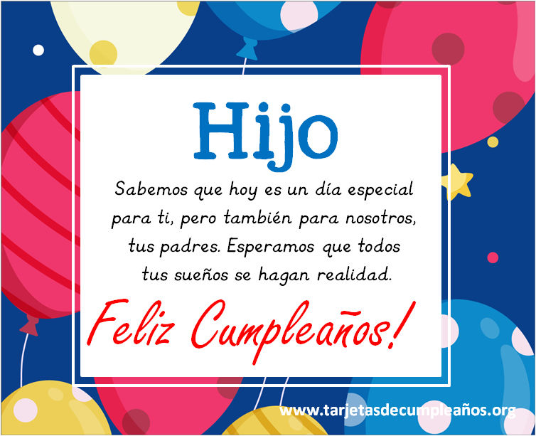 Tarjetas y Frases de cumpleaños para un Hijo