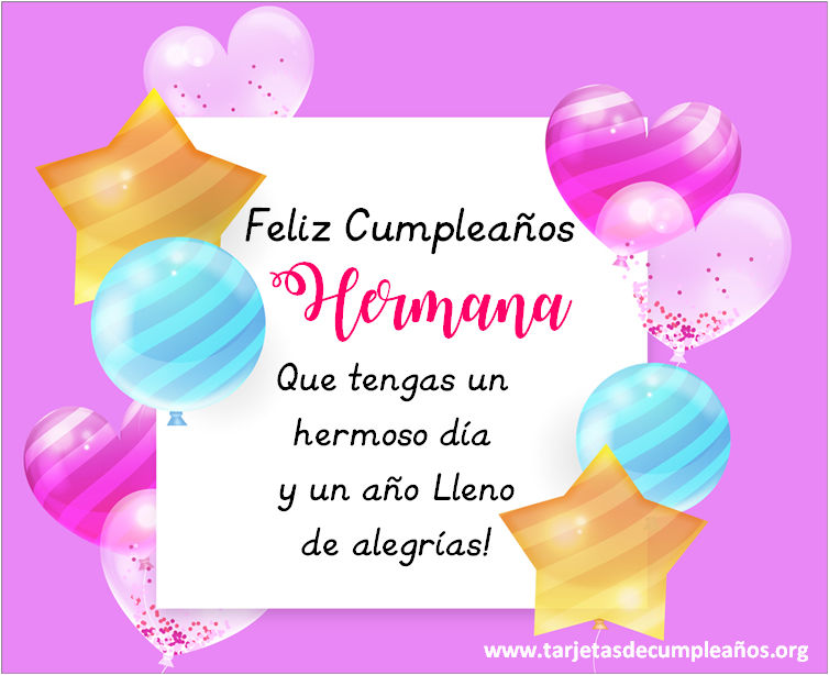 Frases con imágenes de cumpleaños para una hermana