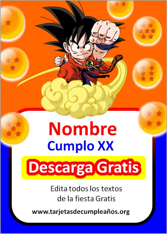 Invitaciones de Dragon Ball para editar