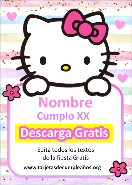 Invitaciones de Hello Kitty para editar gratis 