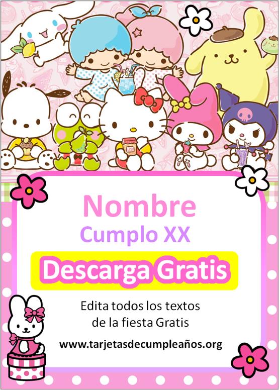 invitaciones de cumpleaños digitales de Hello kitty editables gratis