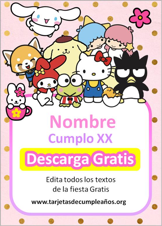 Invitaciones Hello Kitty y sus amigos editables