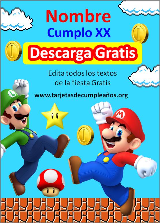 invitaciones de mario bros para imprimir