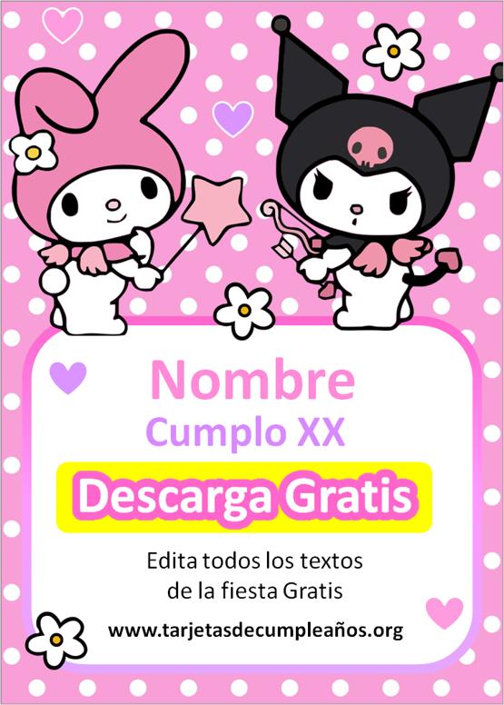 kuromi y melody invitación de cumpleaños