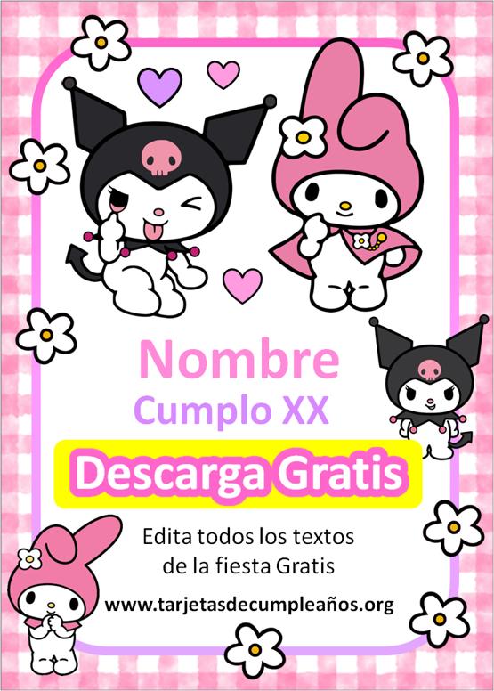 invitaciones de My Melody y Kuromi gratis