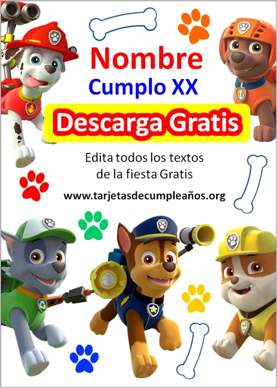 invitaciones de paw patrol para imprimir