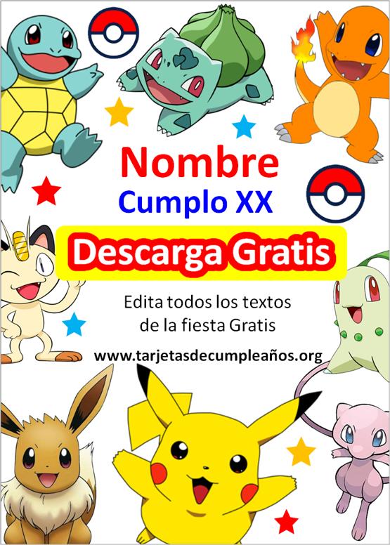 invitaciones de pokémon digitales
