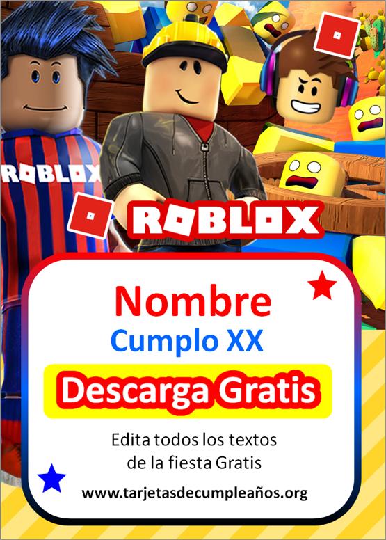 invitaciones de roblox para niño en español editables