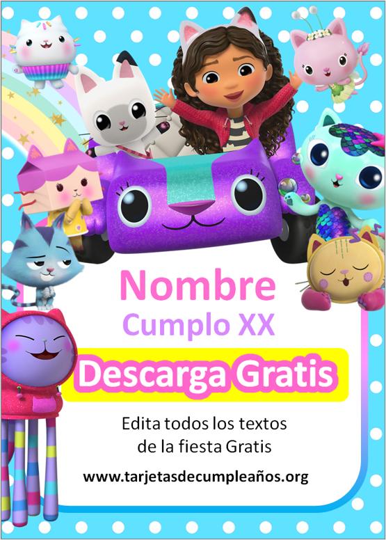 Invitaciones de cumpleaños Gabby para enviar por WhatsApp